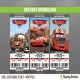Cars Birthday Ticket Invitations (McQueen, Mater and Mack)